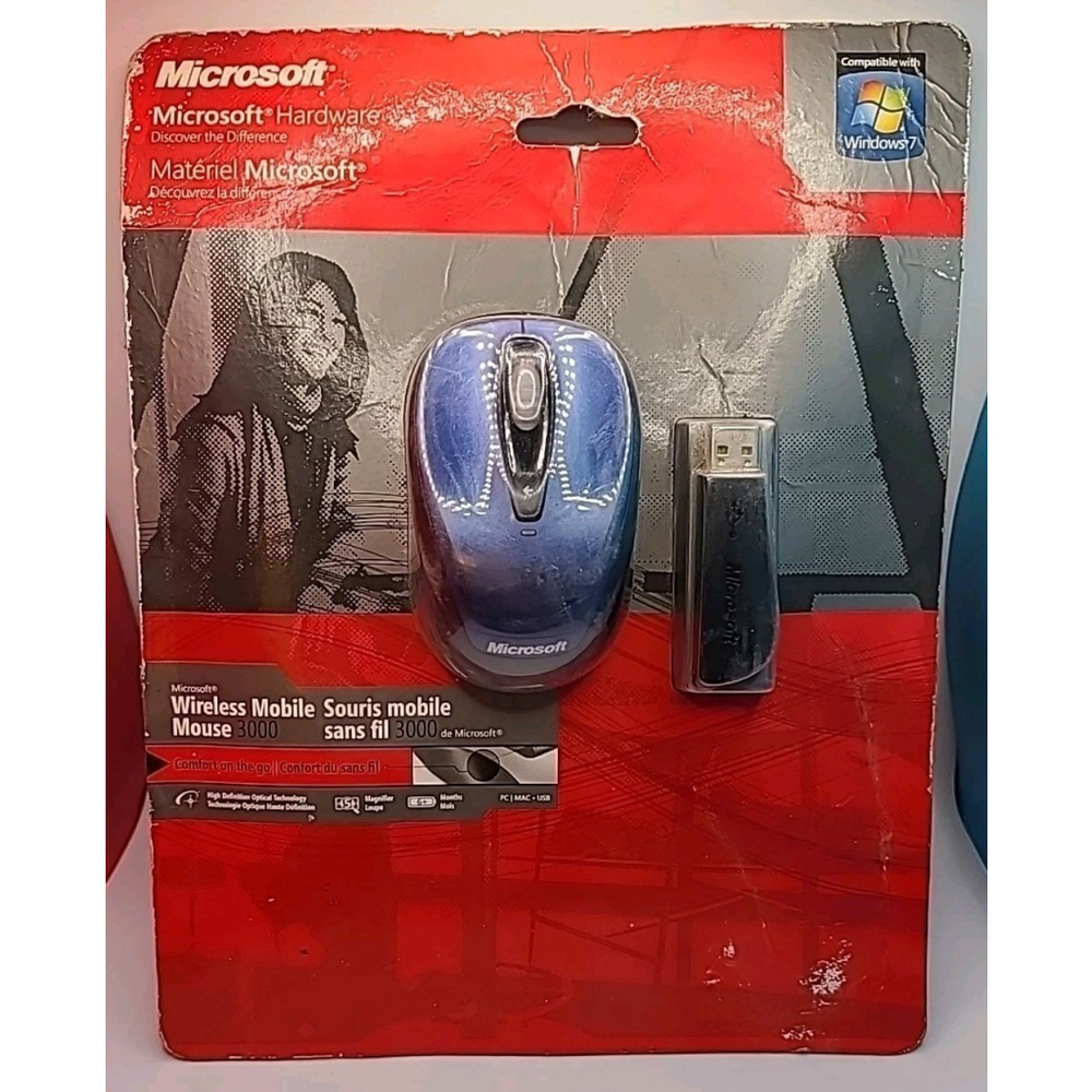 Microsoft Wireless Notebook Optical Mouse 3000 Model 1359 1051 PC Windows & Mac
